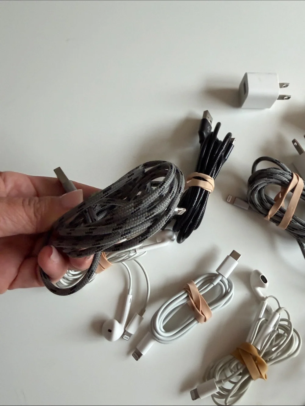 Mixed Charging & Audio Cables Bundle - Black, White, Gray